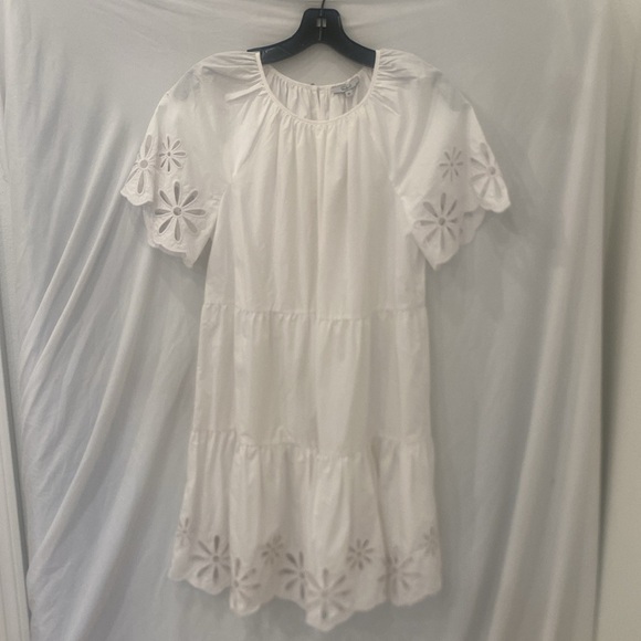 Rails Arielle dress white tiered flower eyelet shirt dress NWT $248 XS - Picture 4 of 8